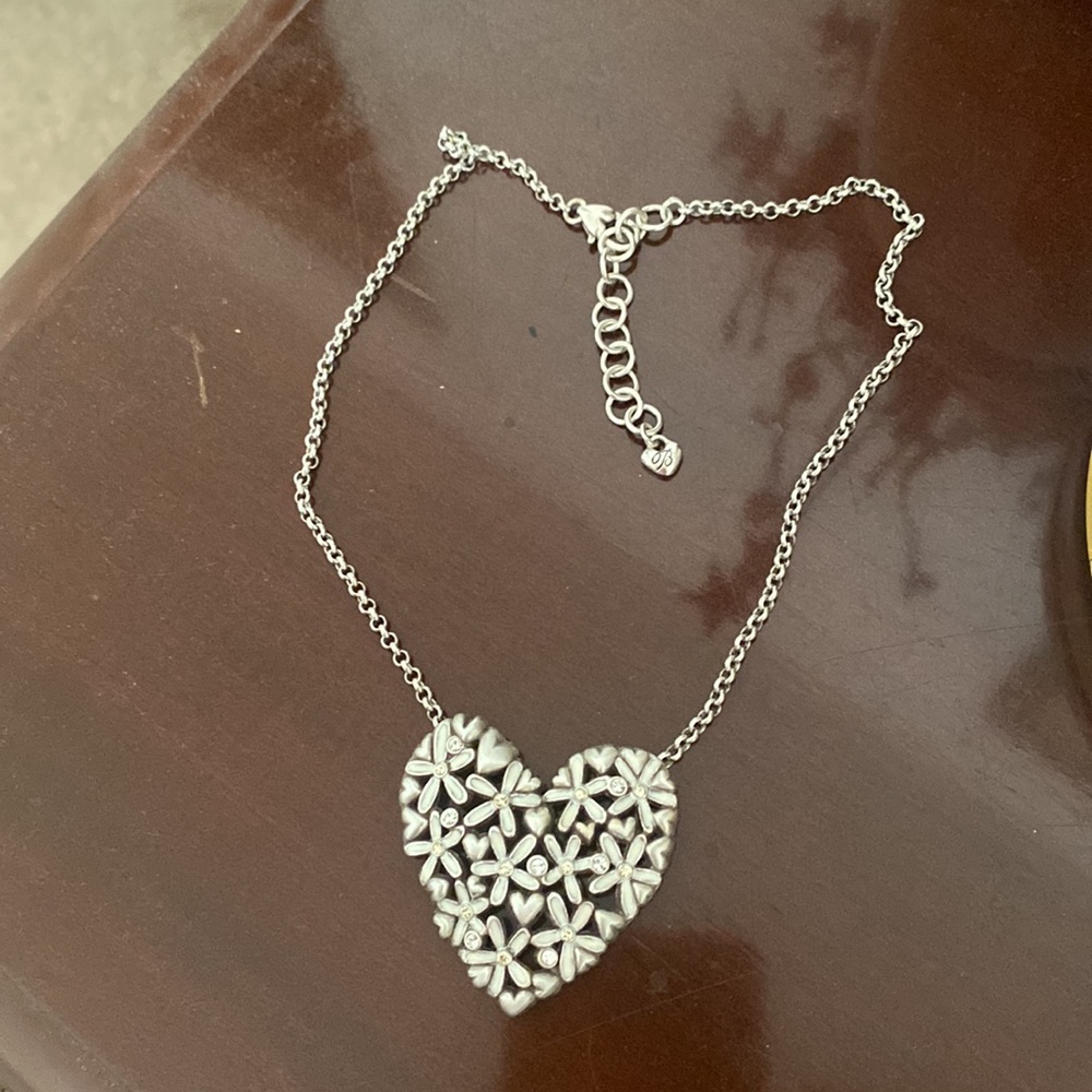Brighton Silver Floral Heart Necklace - Picture 3 of 5